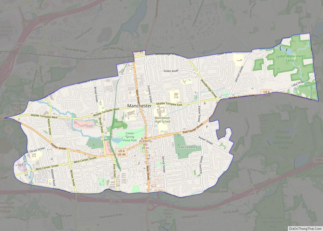 Map of Manchester CDP, Connecticut