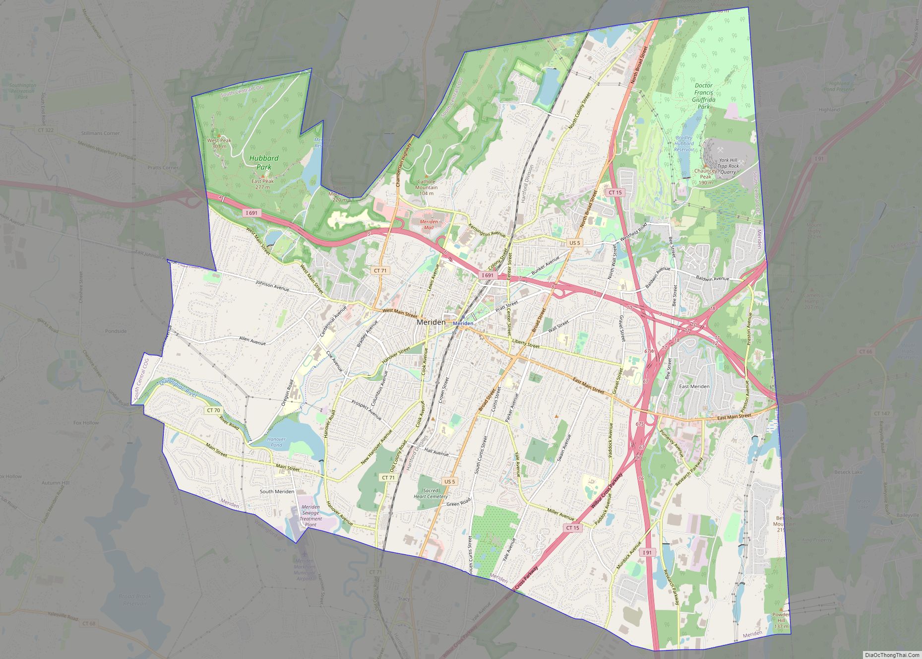 Map of Meriden city