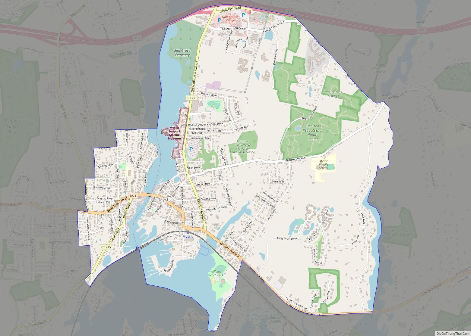 Map of Mystic CDP