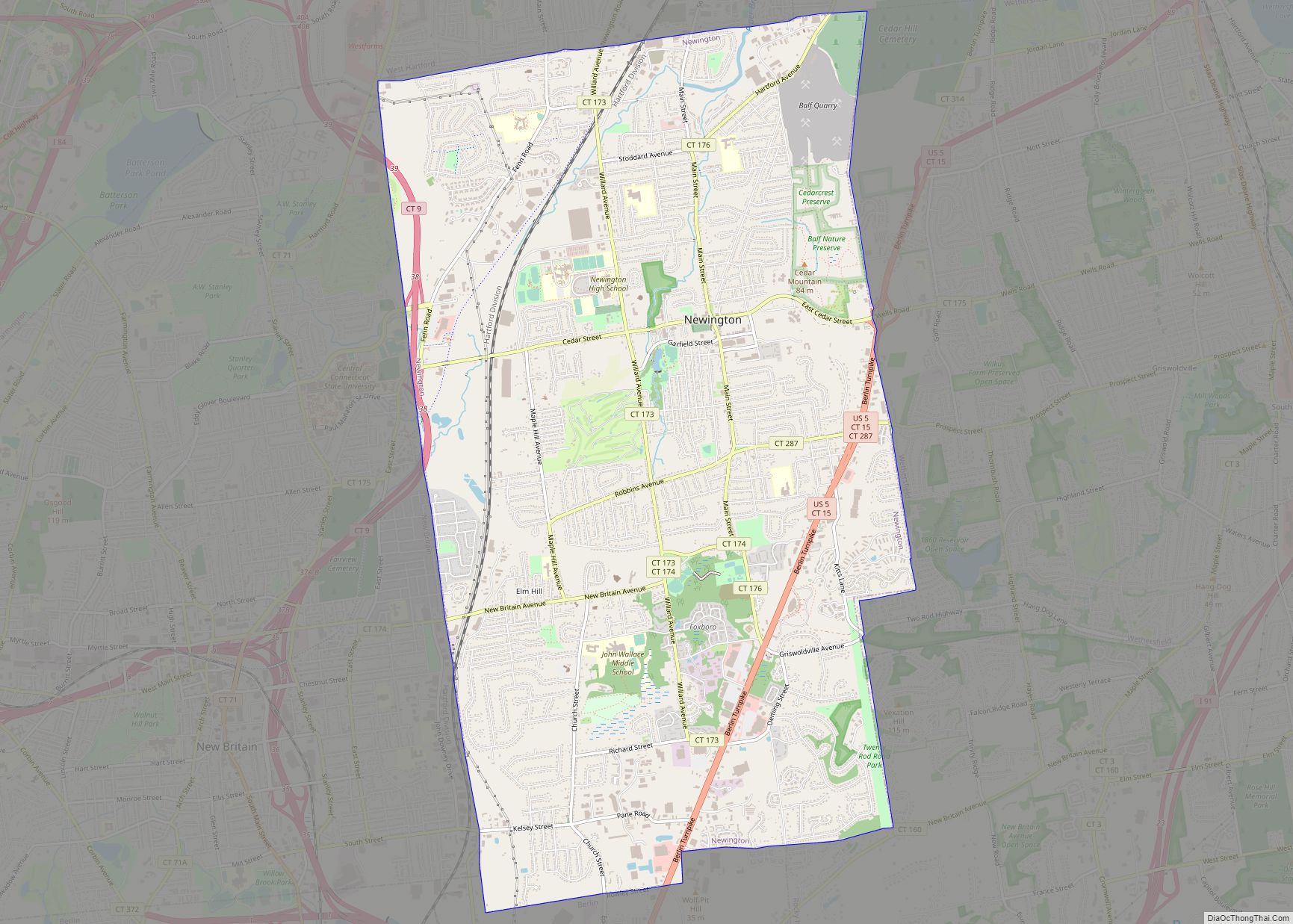 Map of Newington CDP