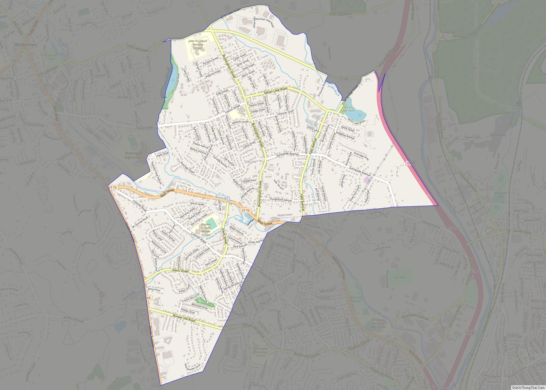 Map of Oakville CDP, Connecticut