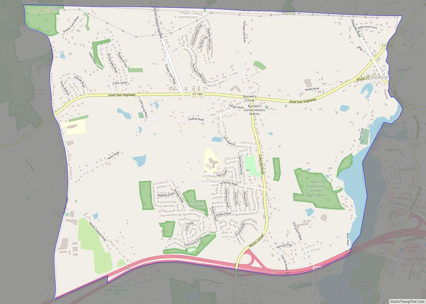 Map of Old Mystic CDP