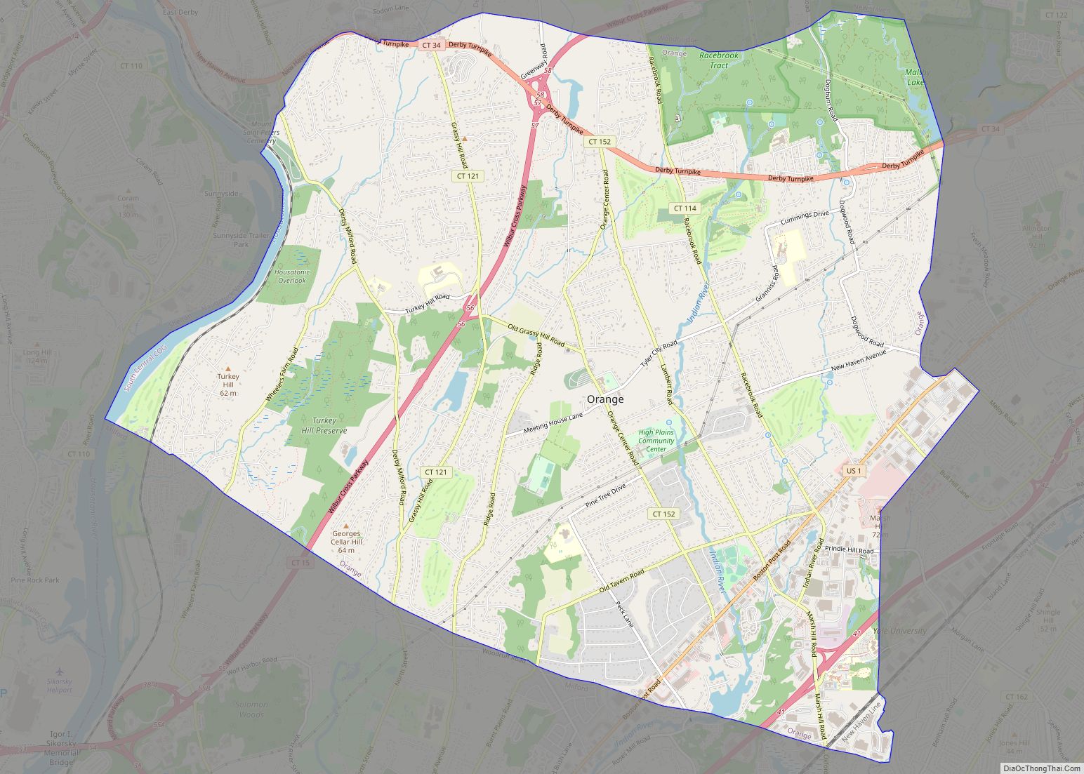 Map of Orange CDP, Connecticut