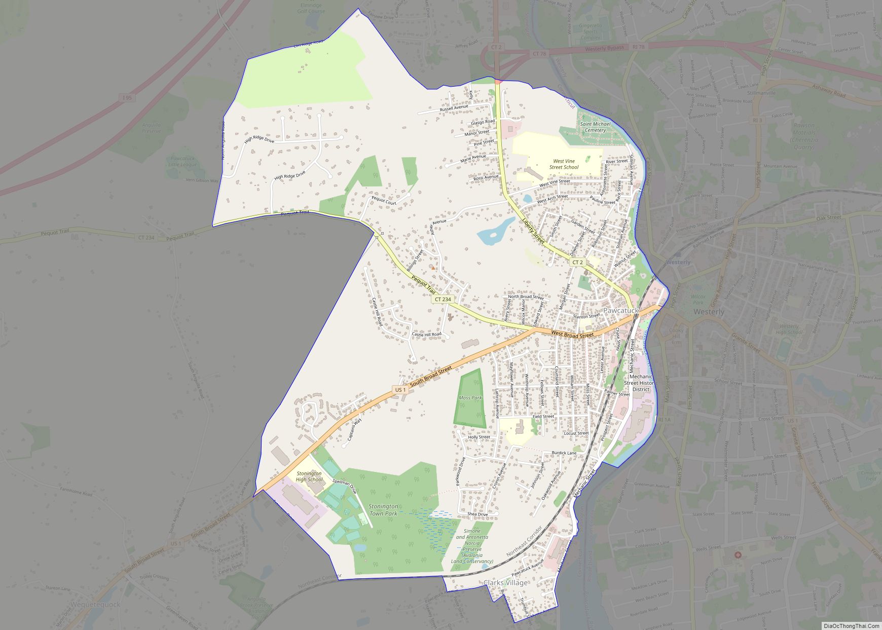 Map of Pawcatuck CDP
