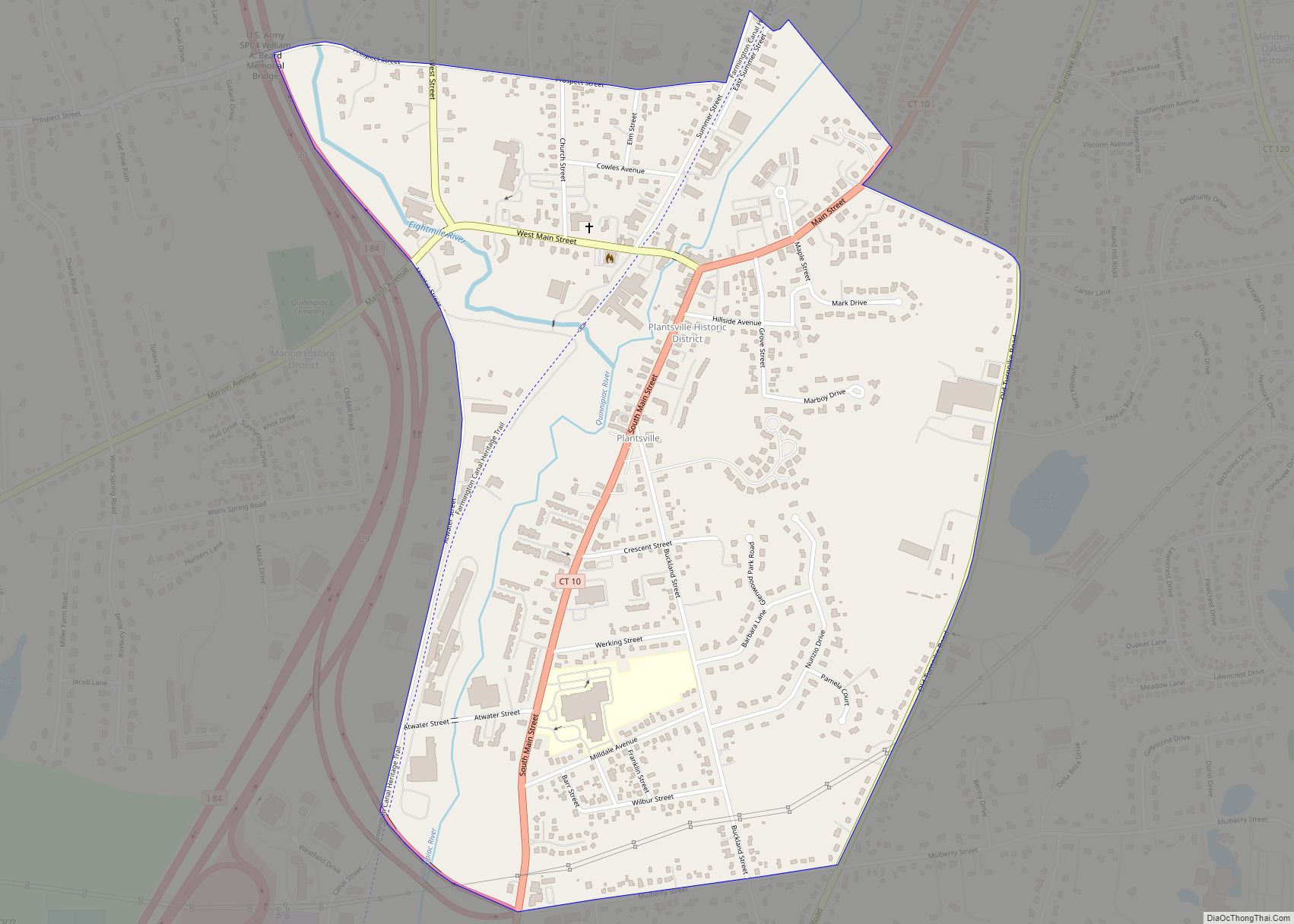 Map of Plantsville CDP