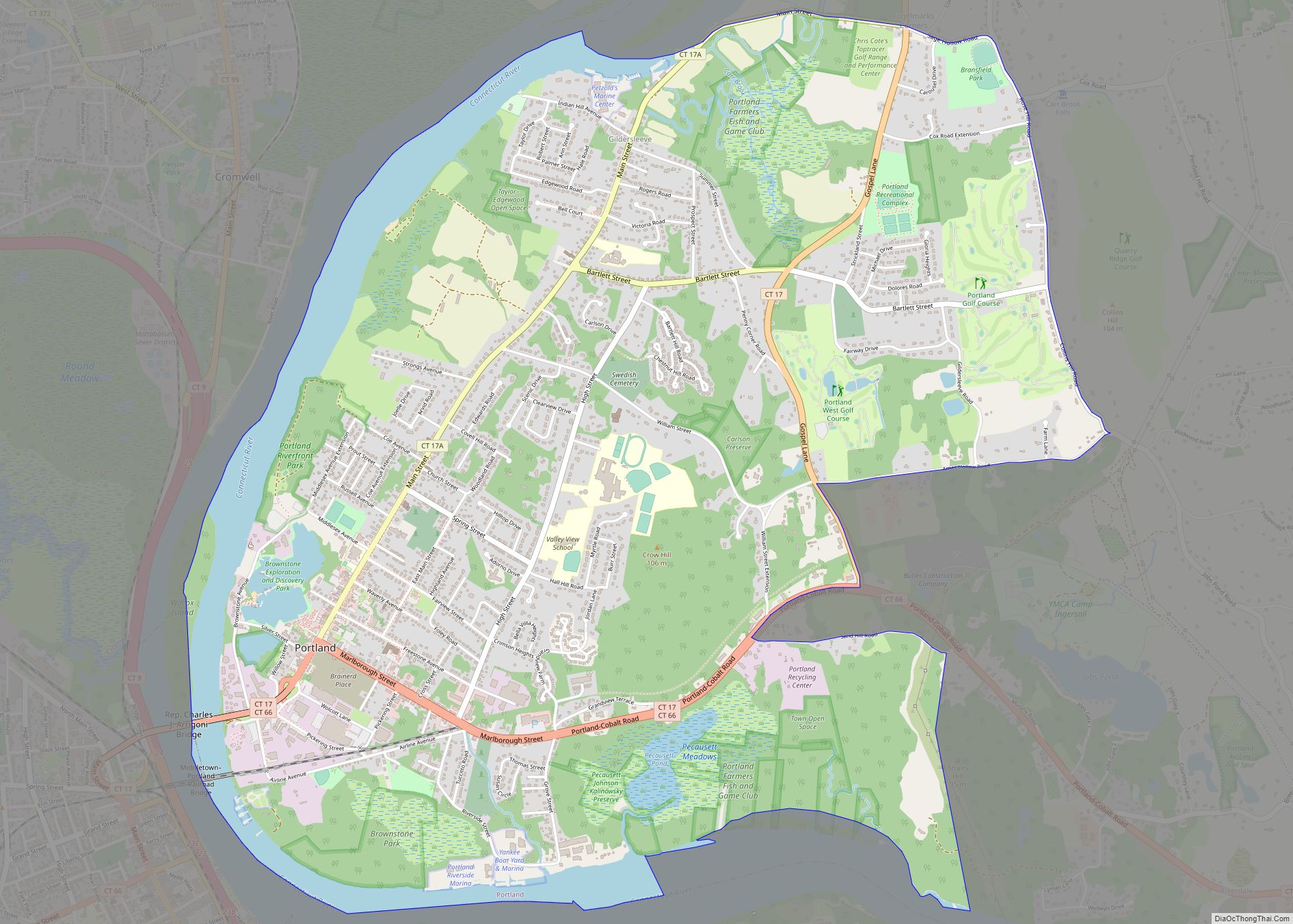 Map of Portland CDP, Connecticut
