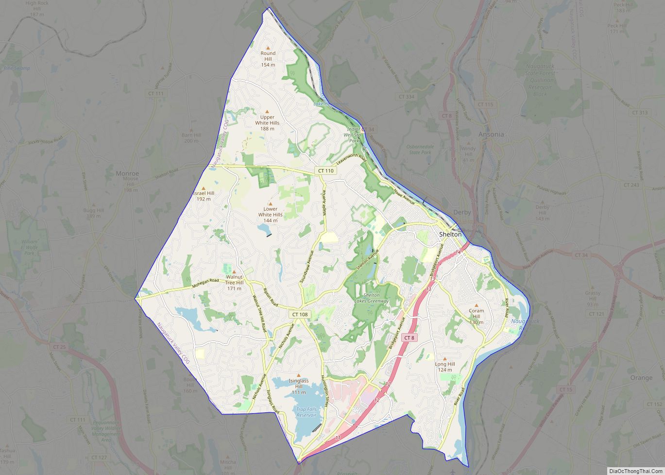 Map of Shelton city