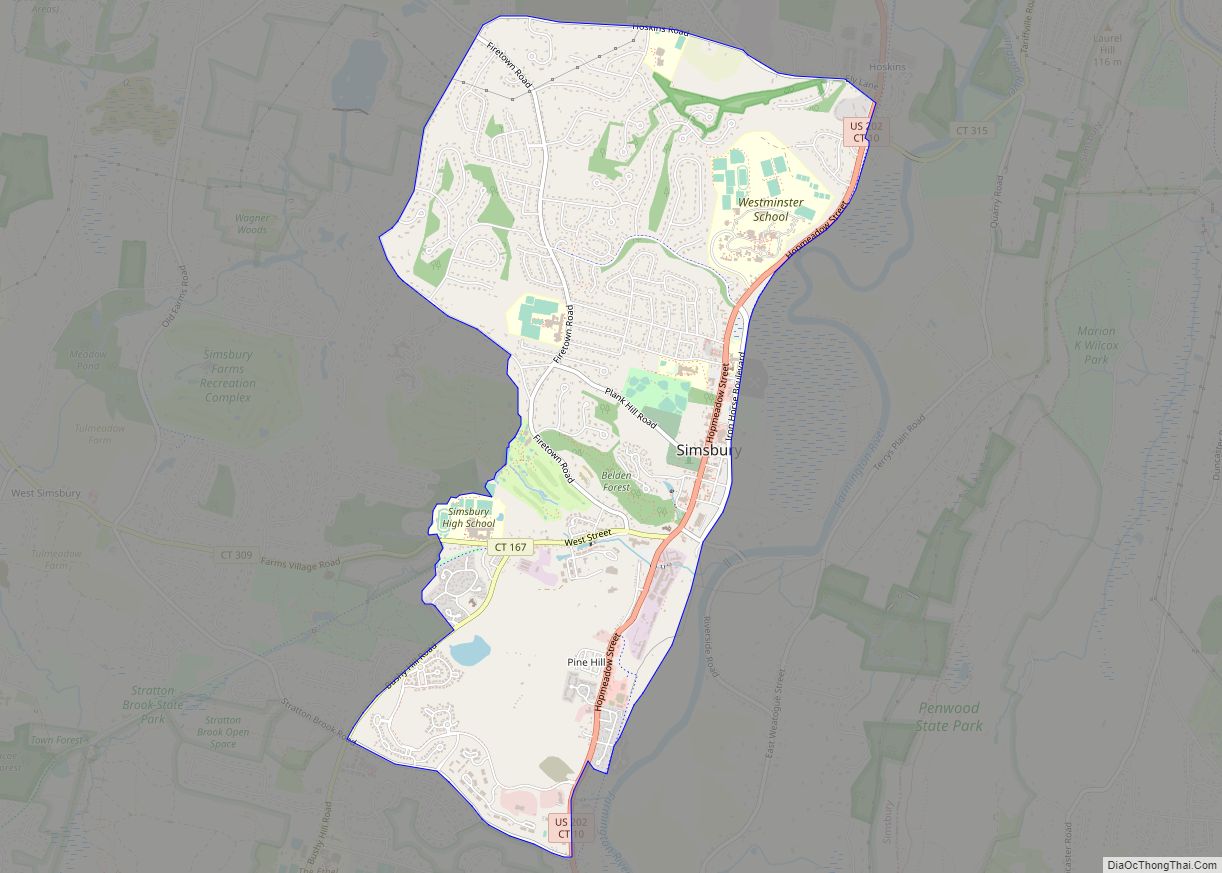 Map of Simsbury Center CDP