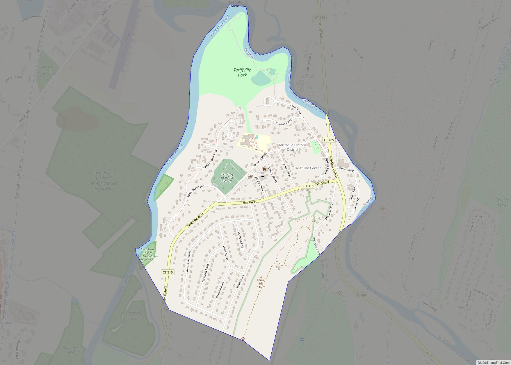 Map of Tariffville CDP