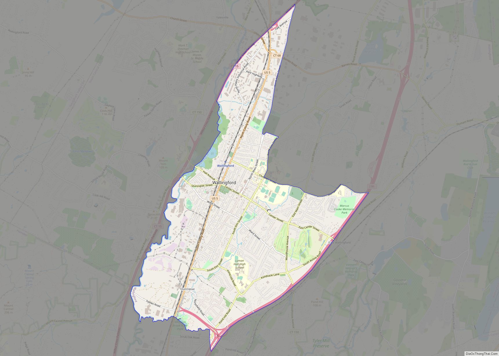 Map of Wallingford Center CDP