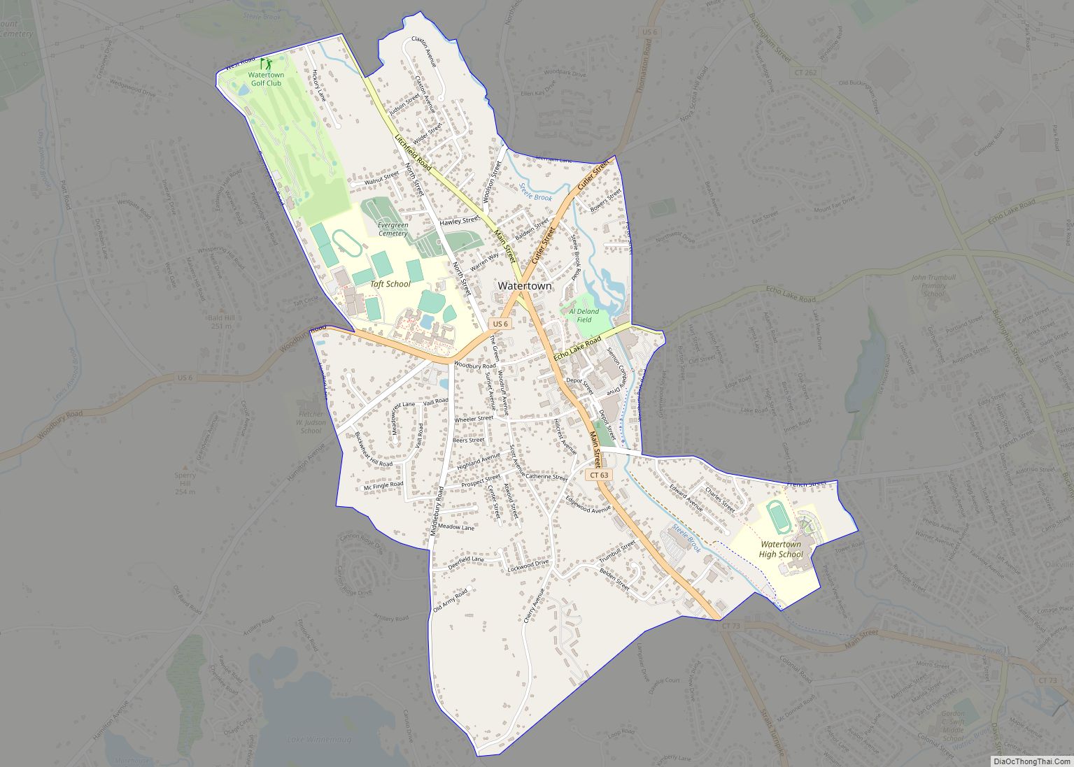 Map of Watertown city