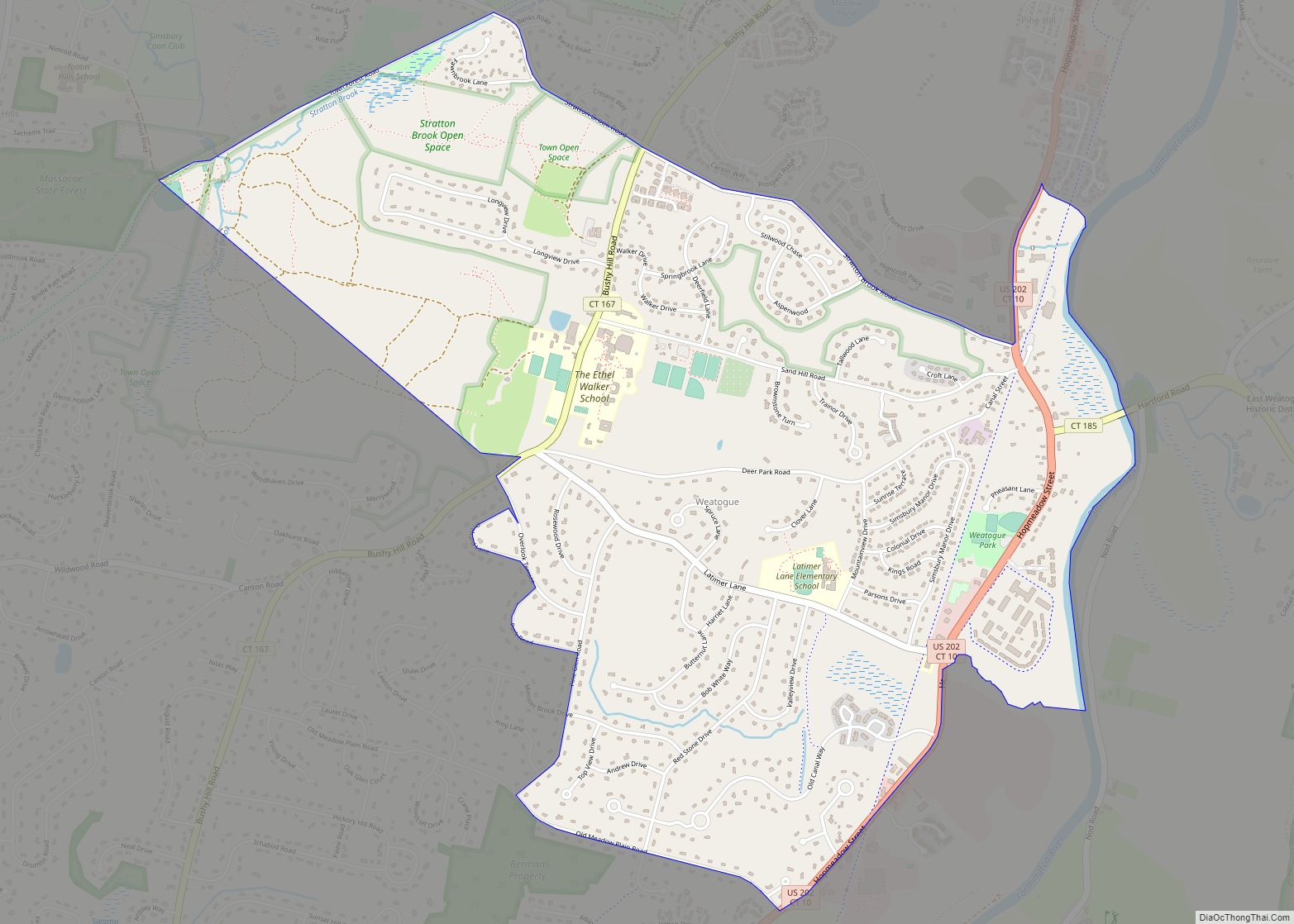 Map of Weatogue CDP