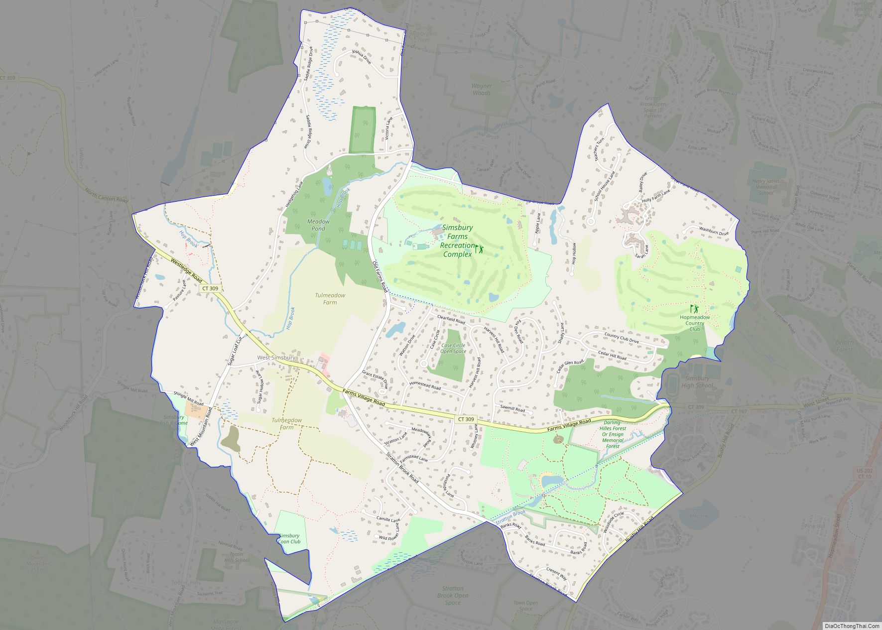 Map of West Simsbury CDP