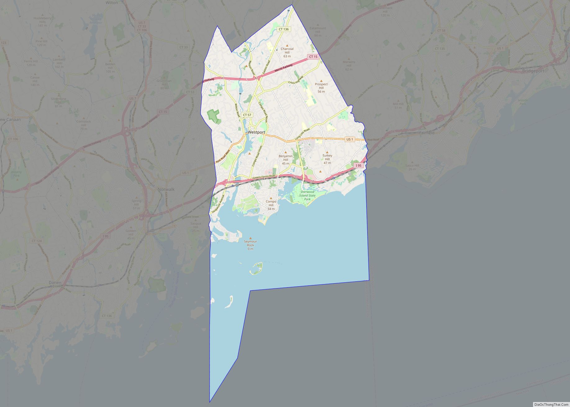 Map of Westport CDP