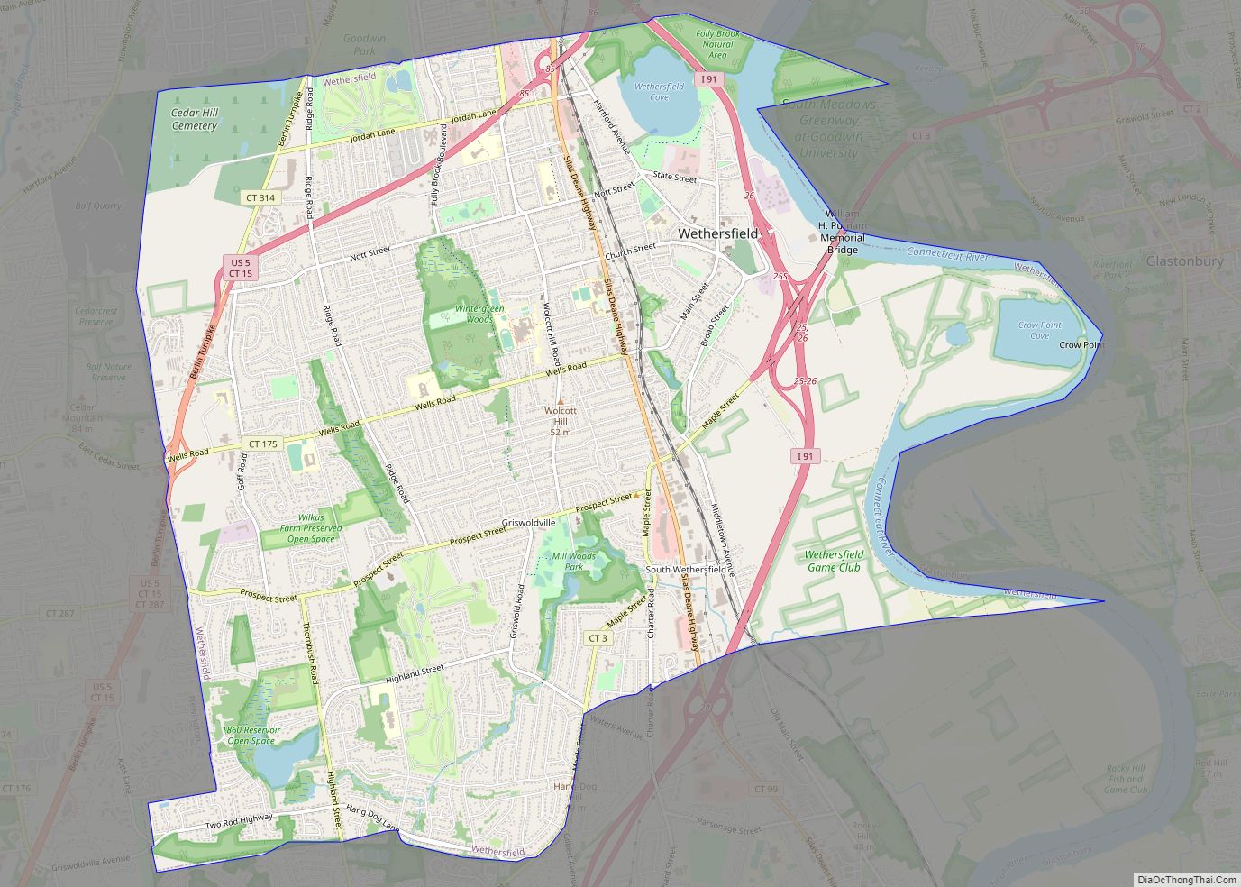 Map of Wethersfield CDP
