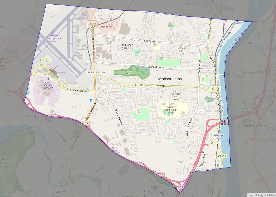 Map of Windsor Locks CDP