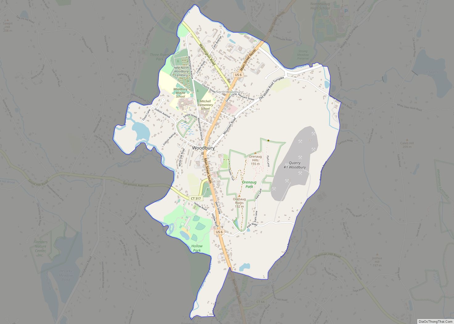 Map of Woodbury Center CDP