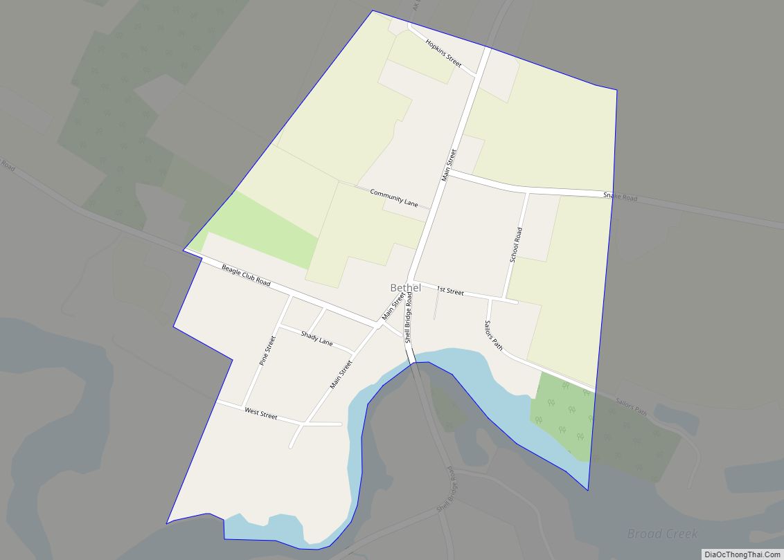 Map of Bethel town, Delaware