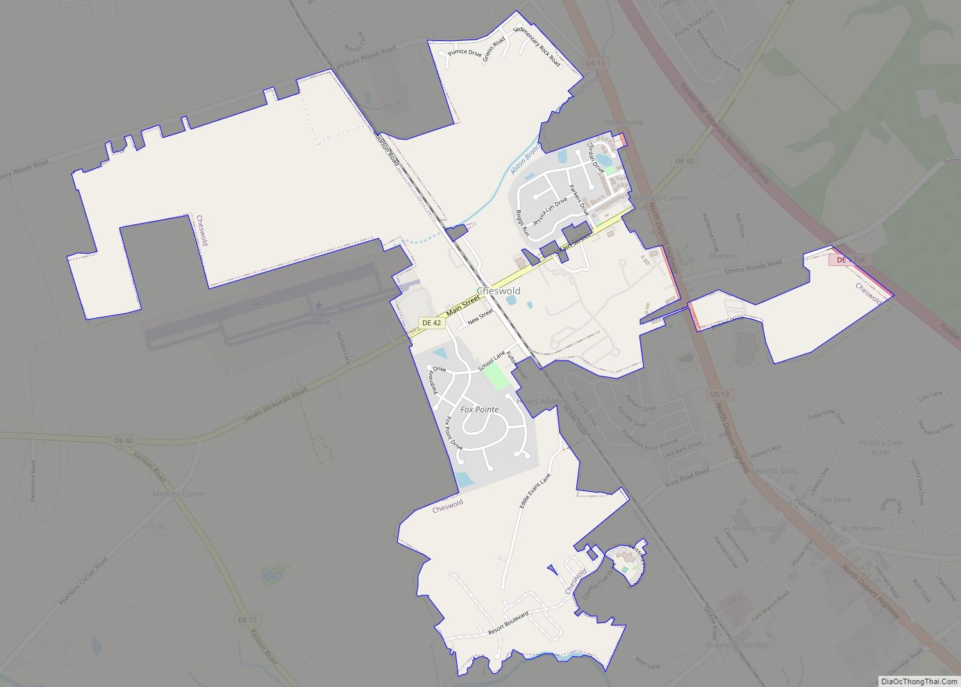 Map of Cheswold town