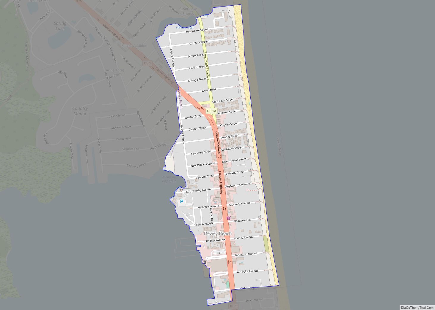 Map of Dewey Beach town