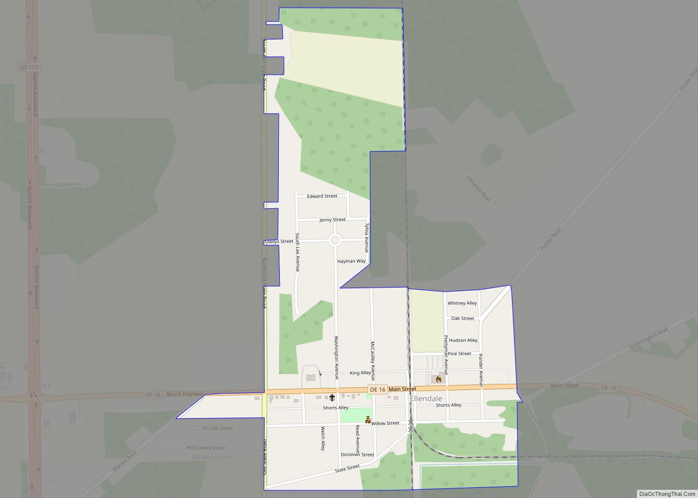 Map of Ellendale town