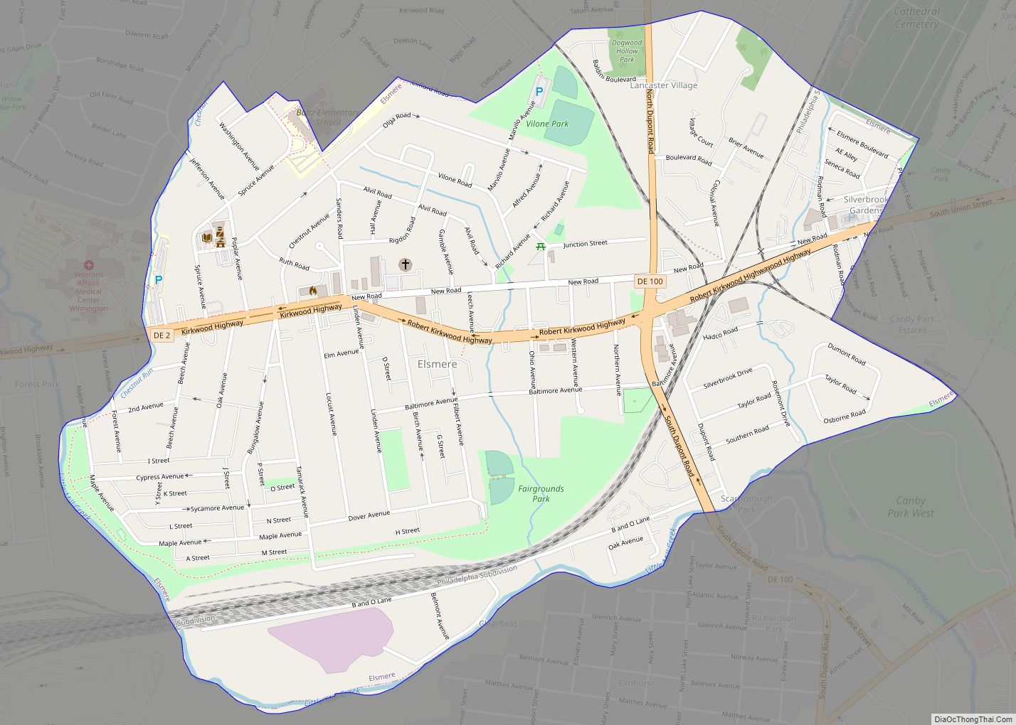 Map of Elsmere town