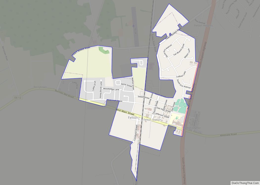 Map of Felton town, Delaware