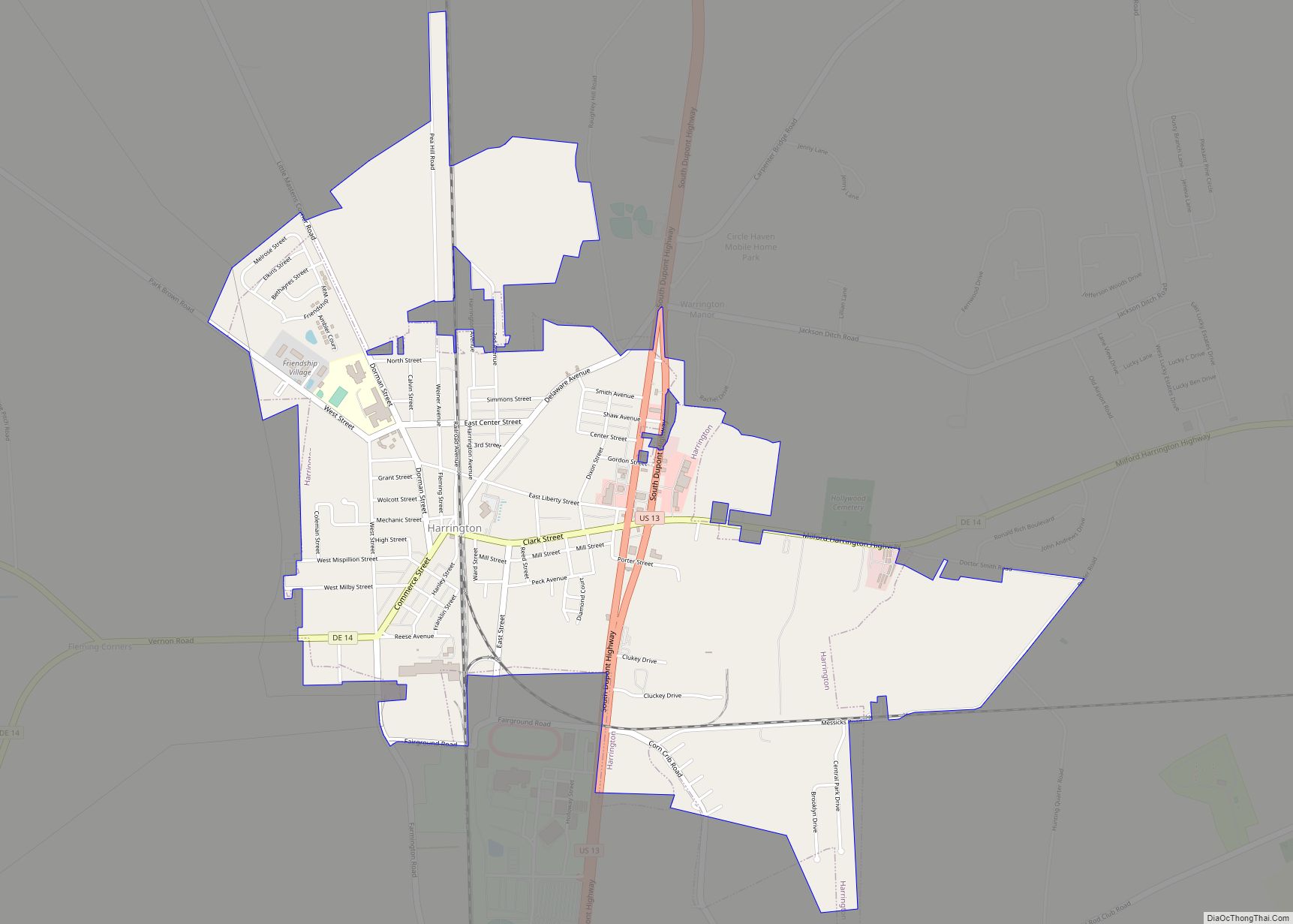 Map of Harrington city