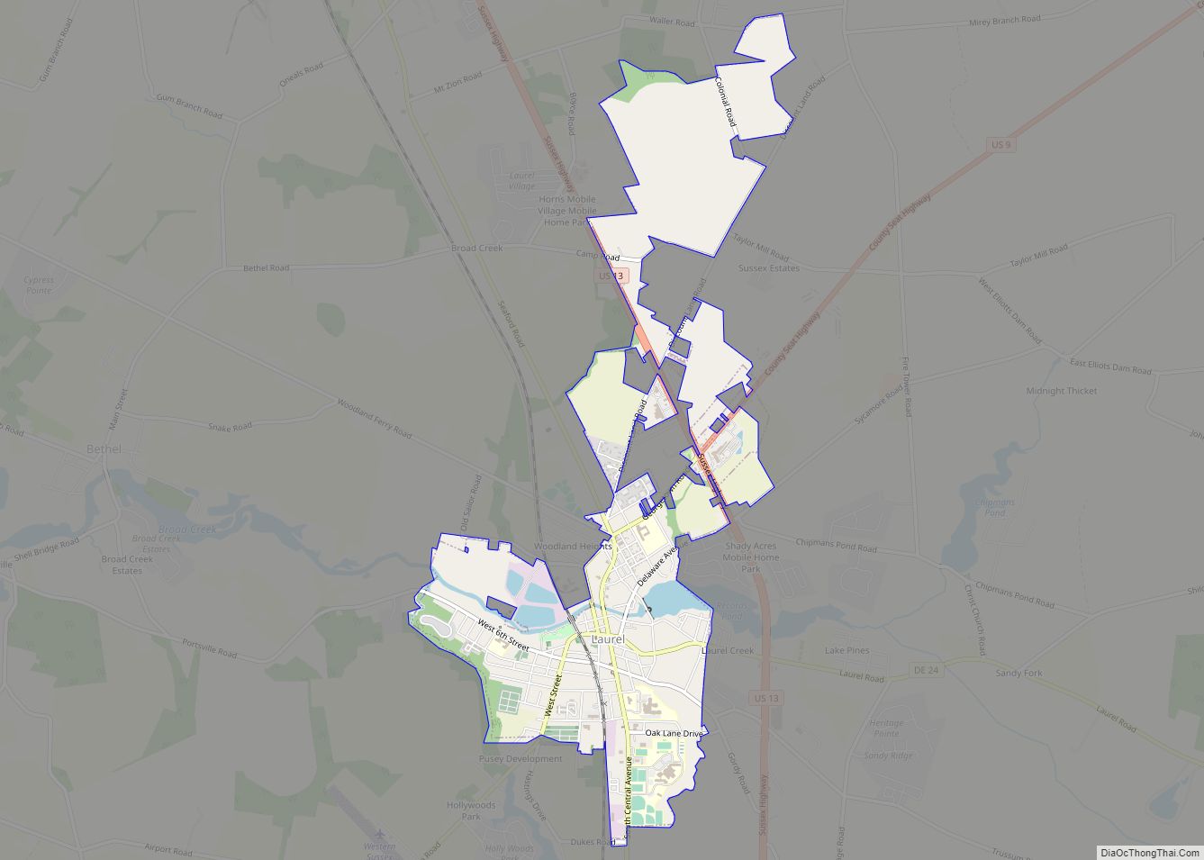 Map of Laurel town