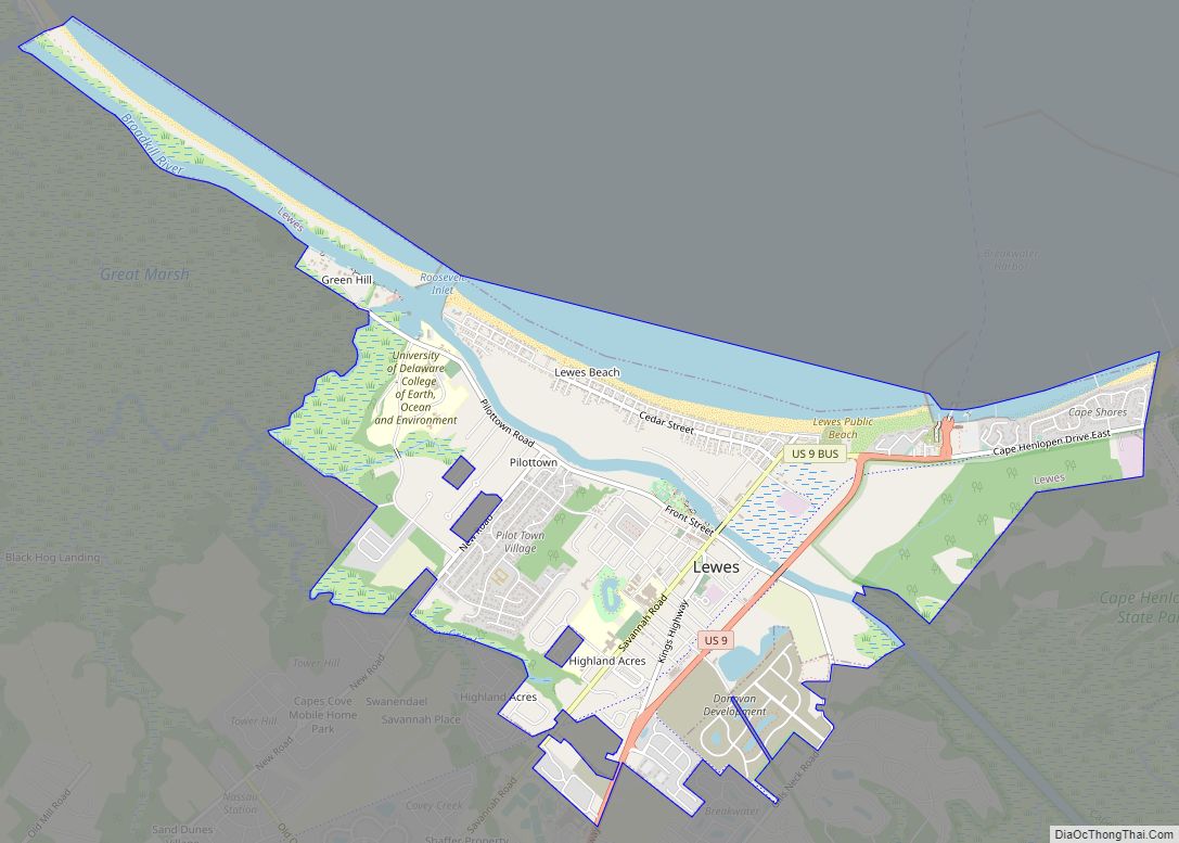 Map of Lewes city