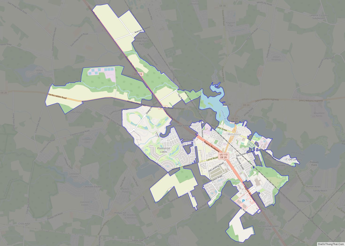 Map of Millsboro town