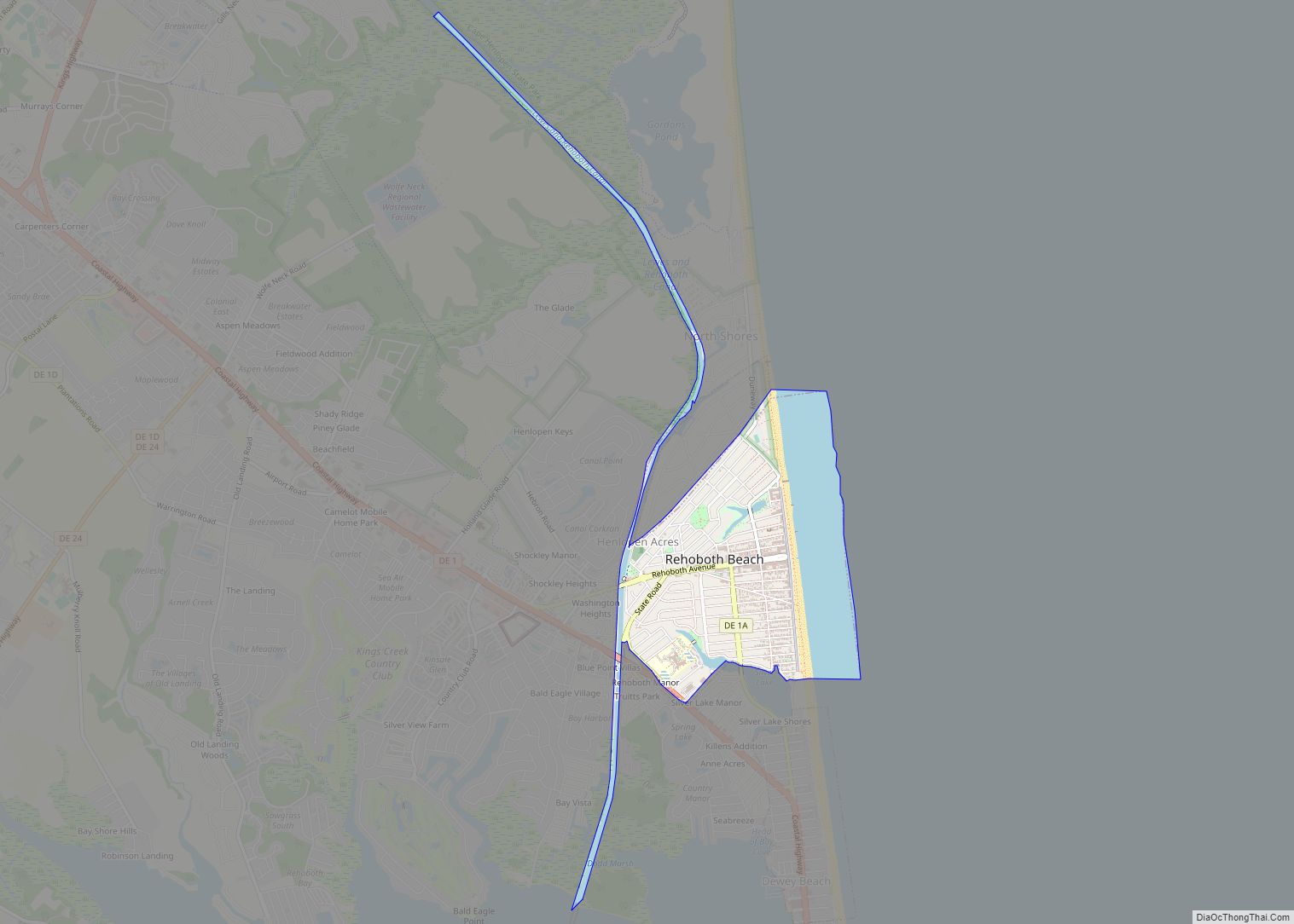 Map of Rehoboth Beach city