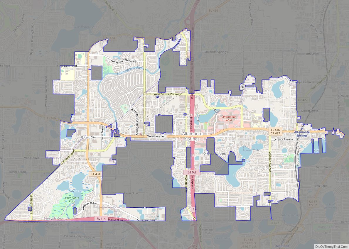 Map of Altamonte Springs city