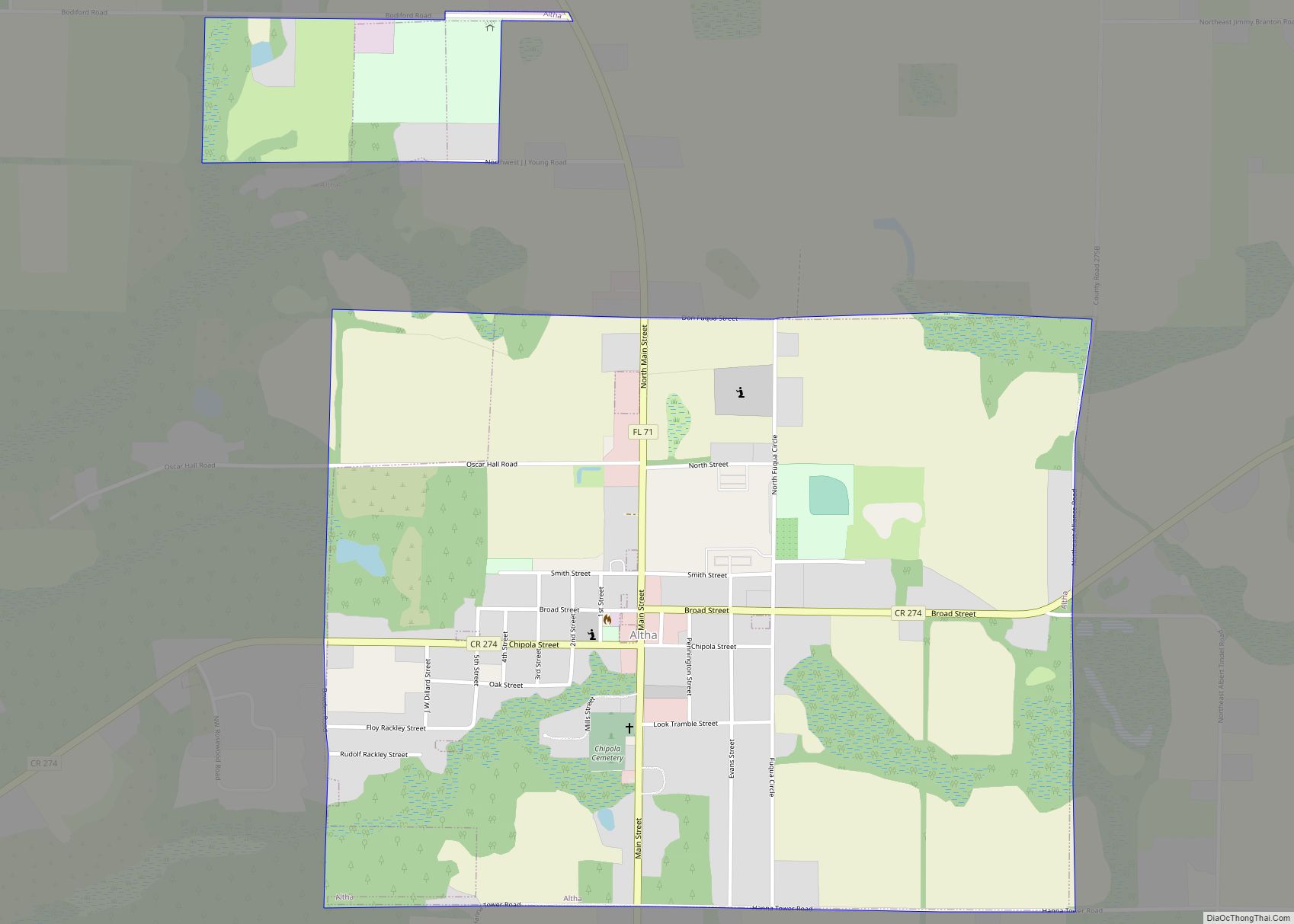 Map of Altha town