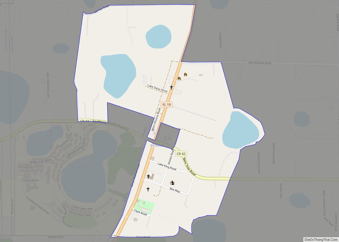 Map of Altoona CDP, Florida