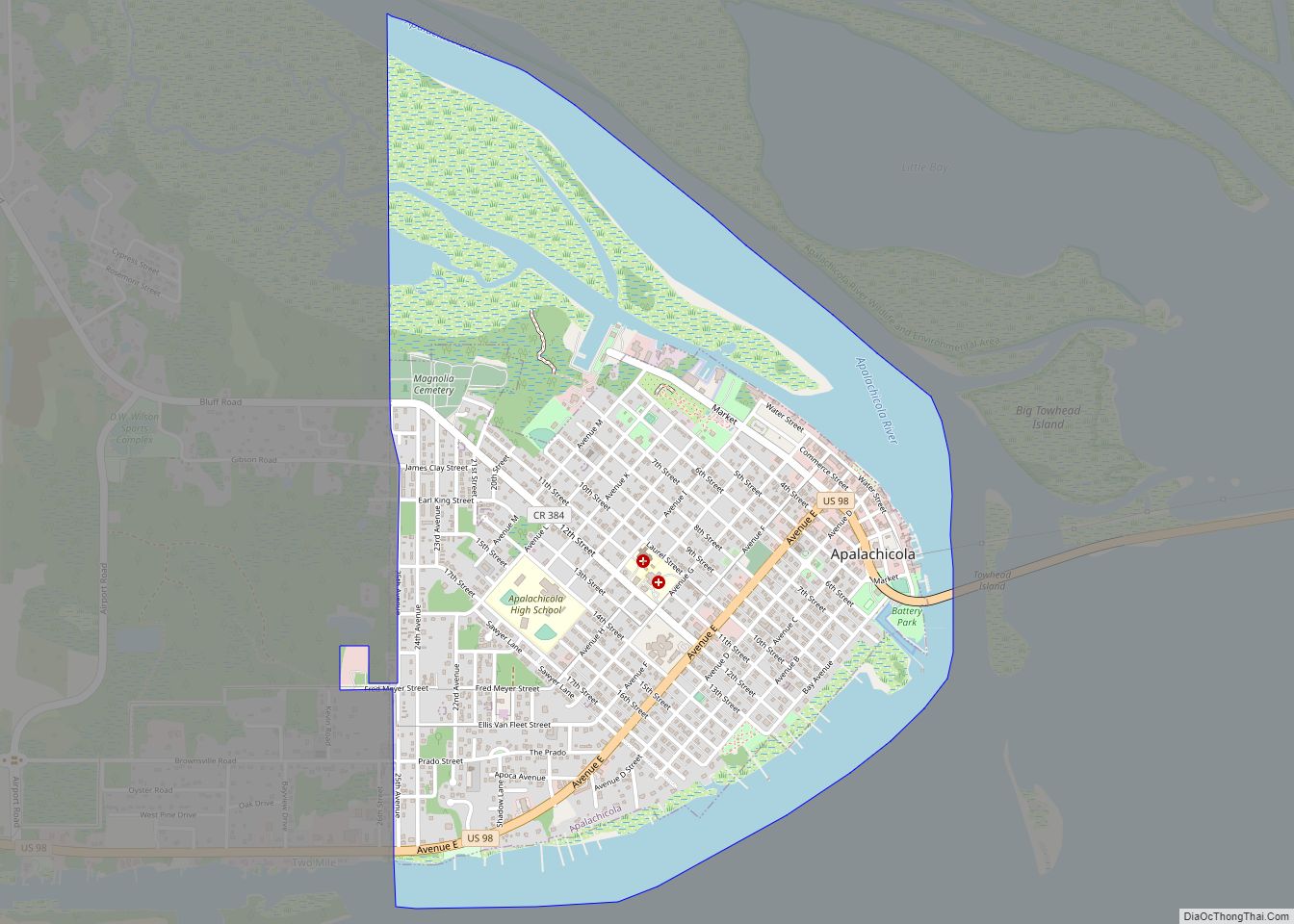 Map of Apalachicola city
