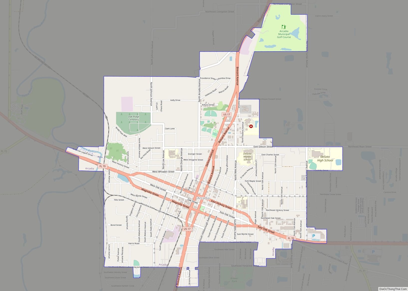 Map of Arcadia city, Florida