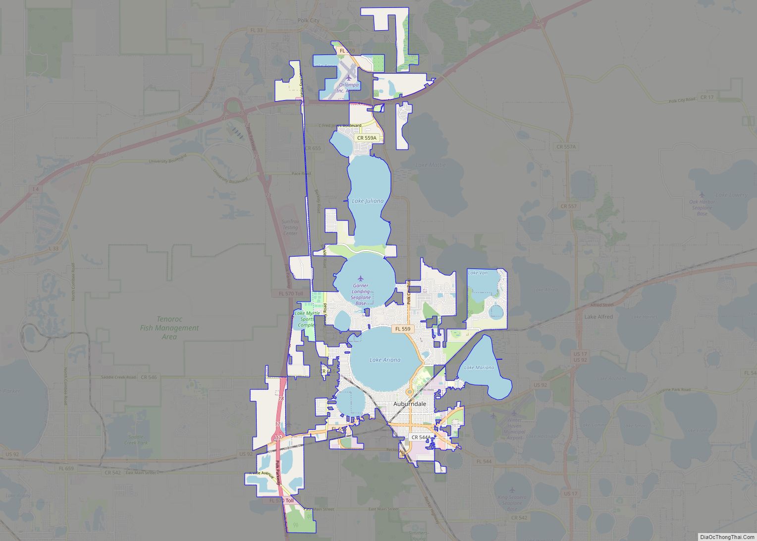 Map of Auburndale city, Florida