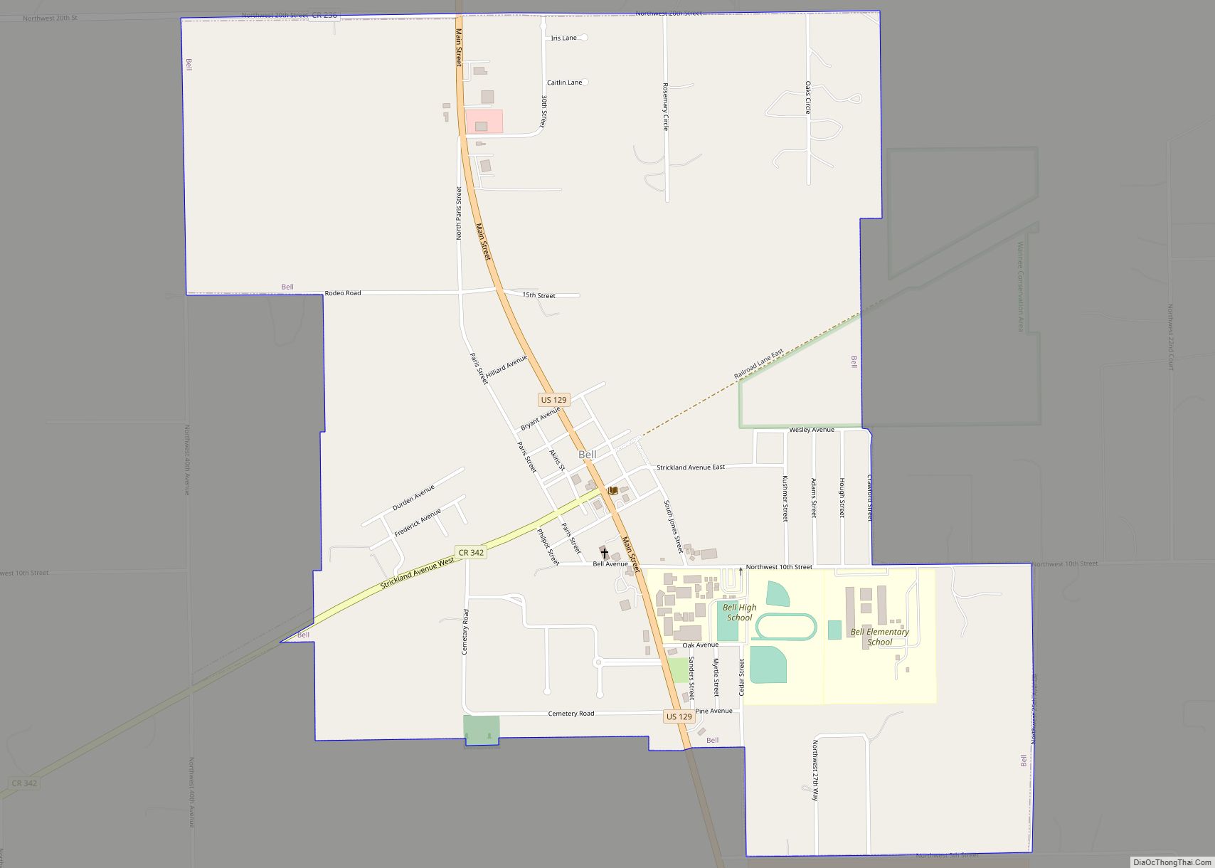 Map of Bell town, Florida