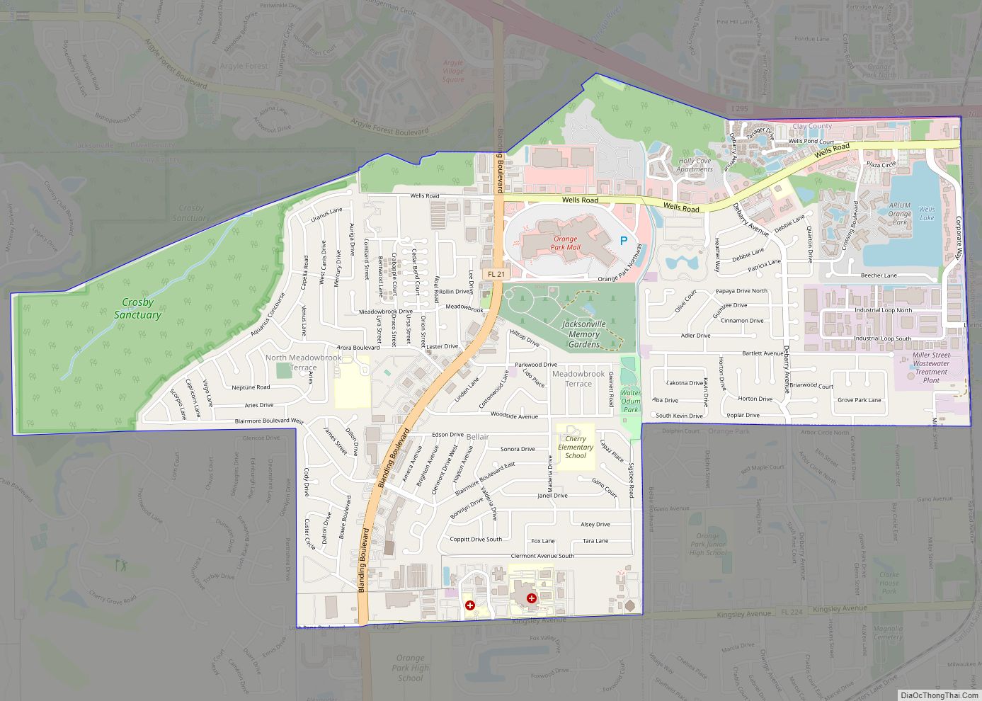 Map of Bellair-Meadowbrook Terrace CDP