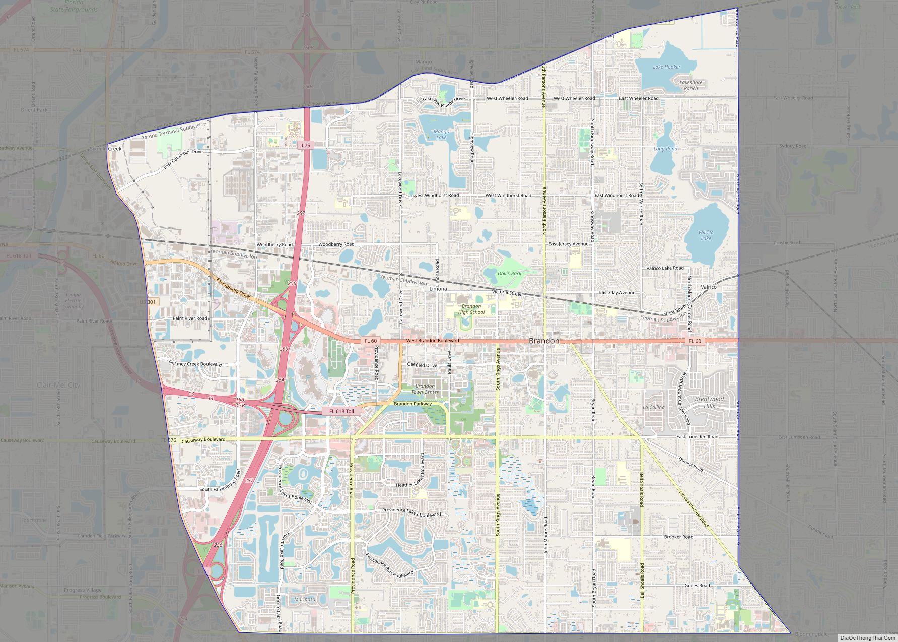 Map of Brandon CDP, Florida