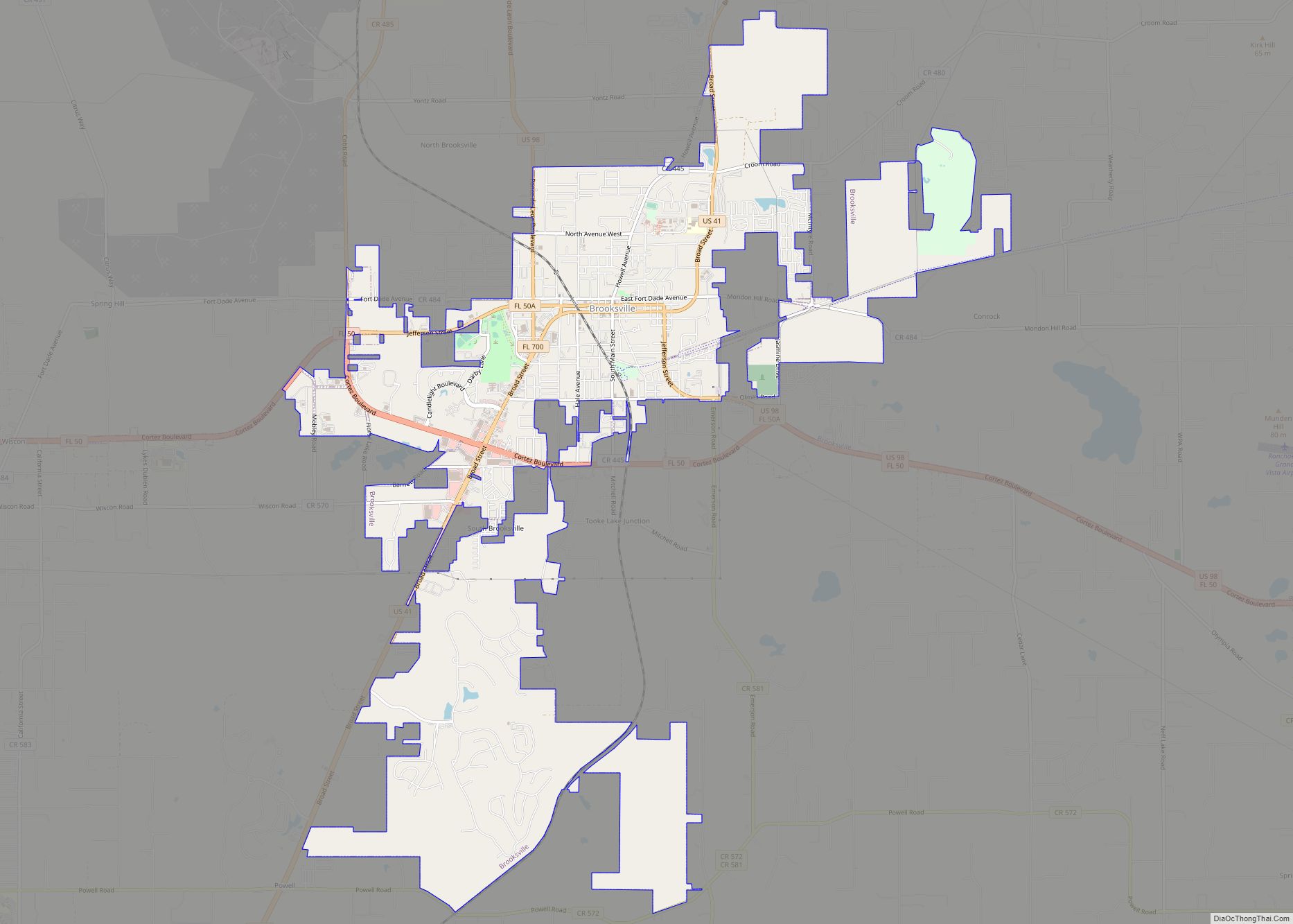 Map of Brooksville city