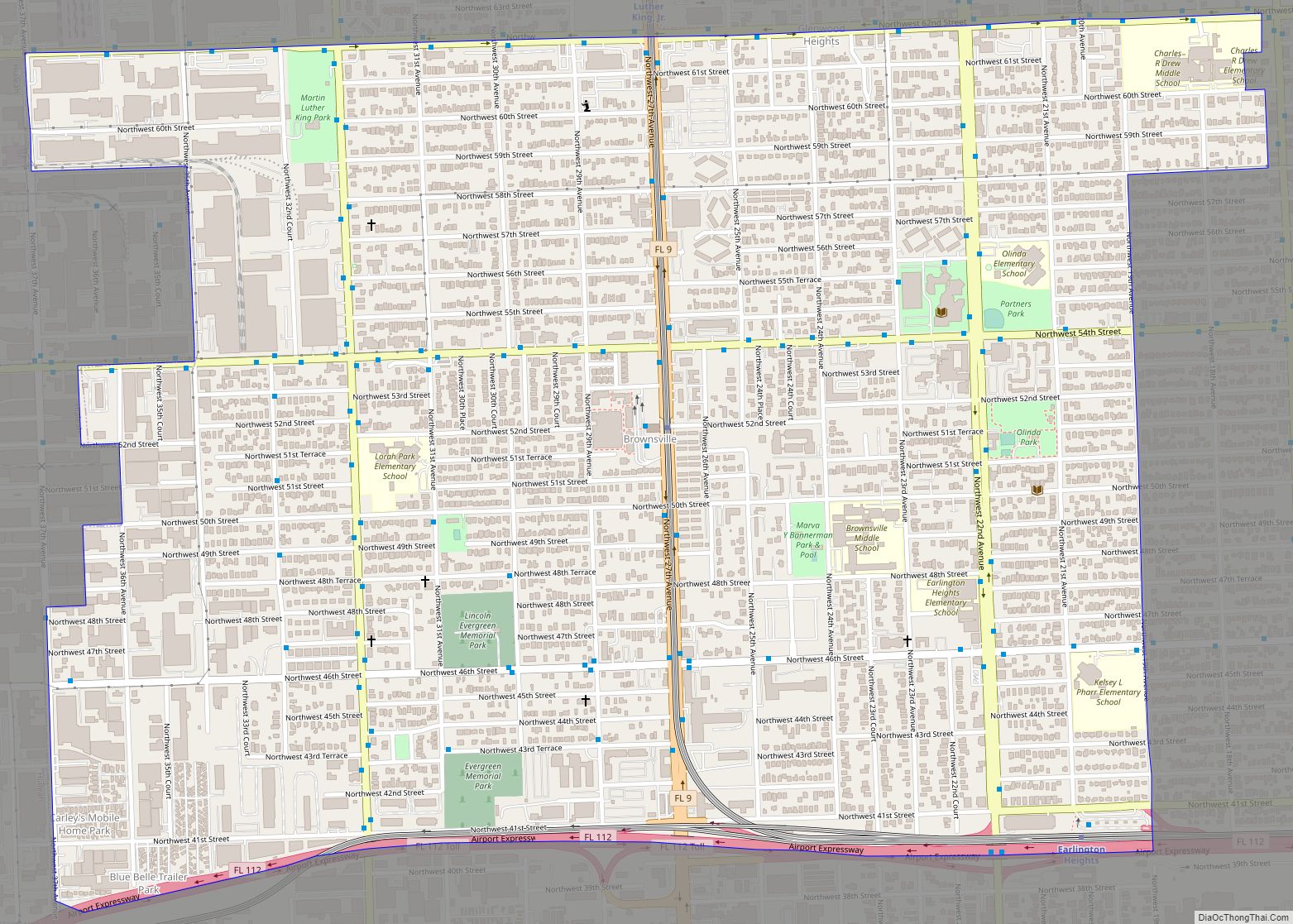 Map of Brownsville city