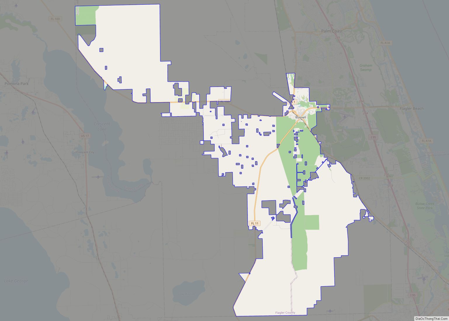 Map of Bunnell city