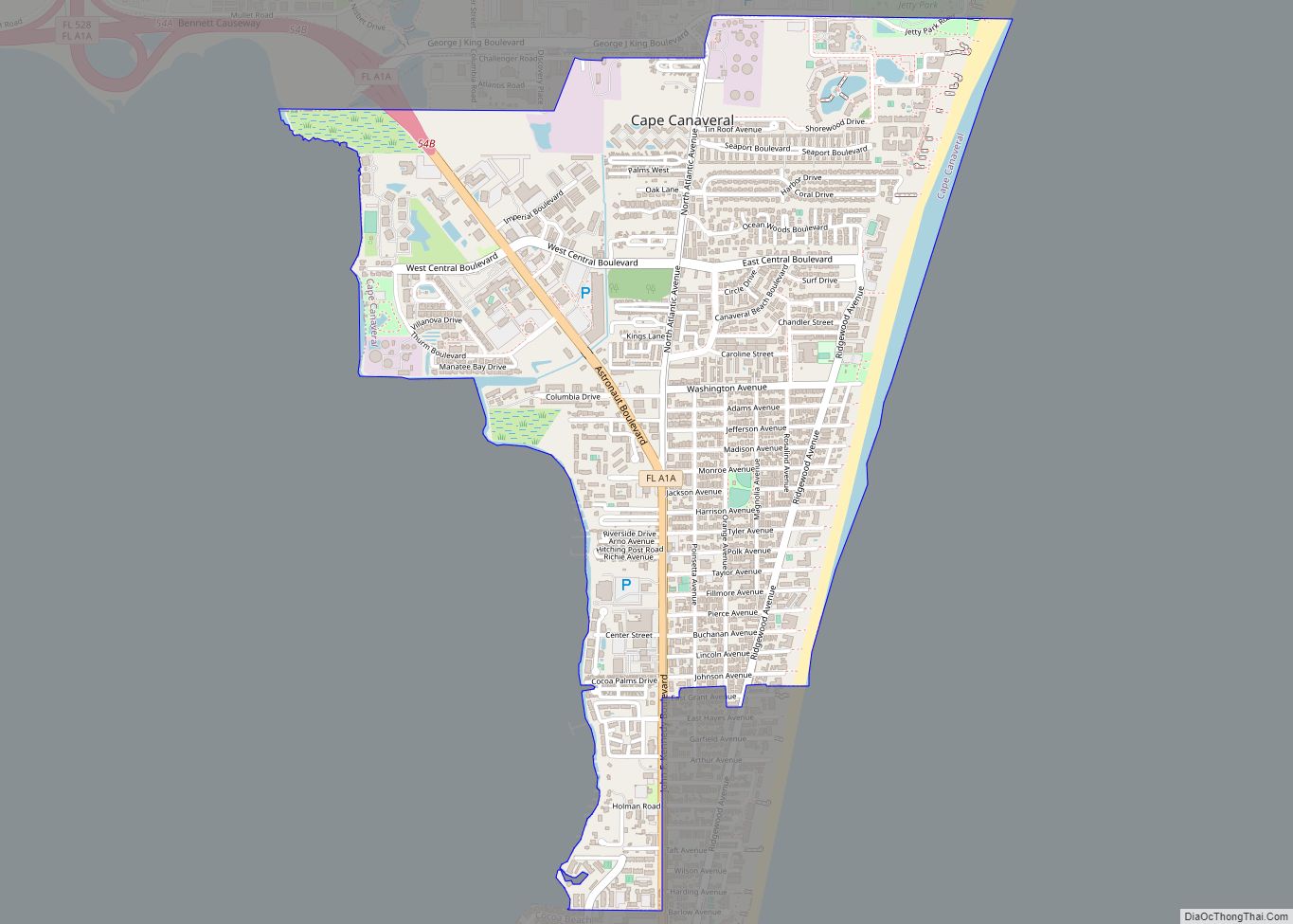 Map of Cape Canaveral city