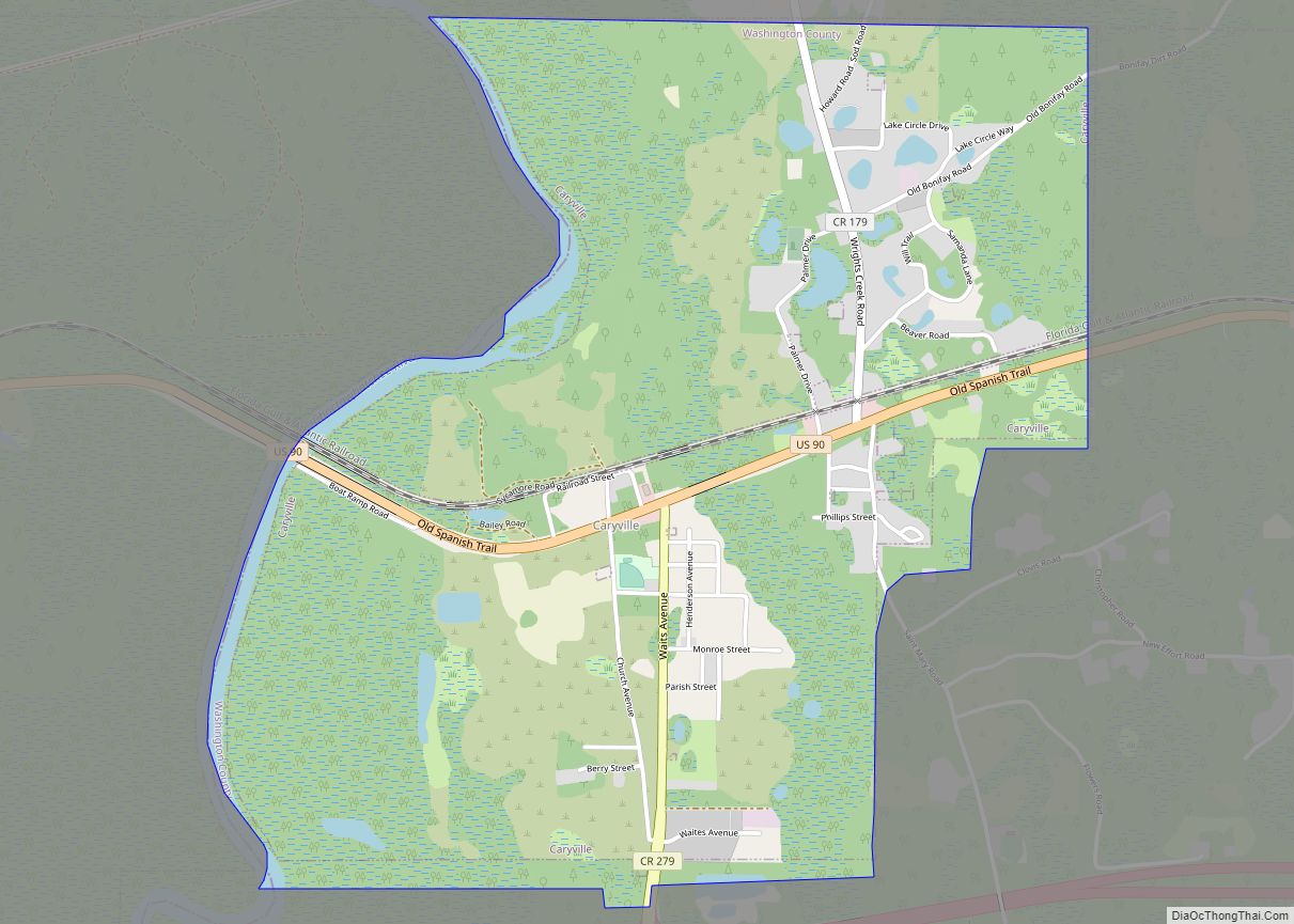 Map of Caryville town