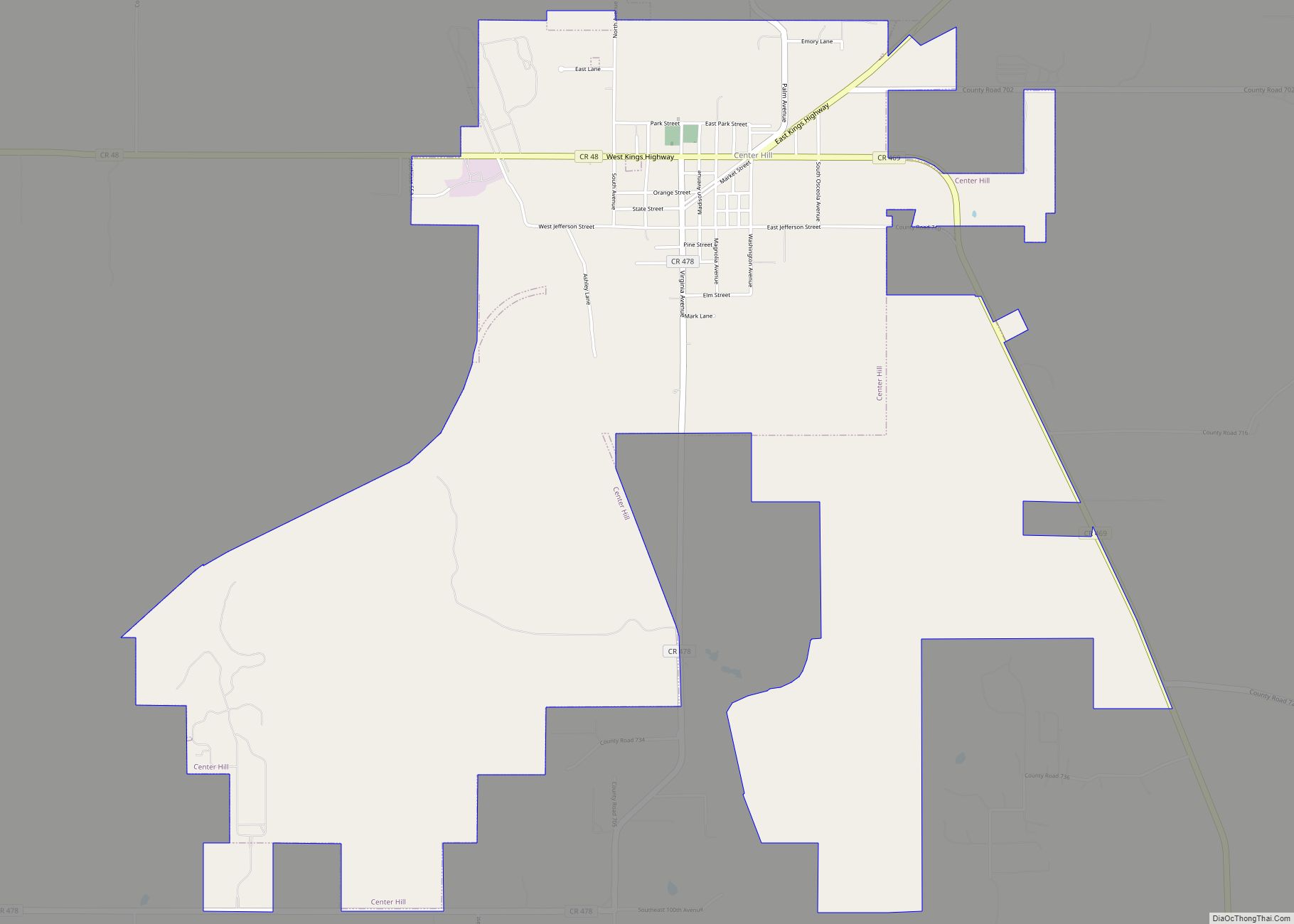 Map of Center Hill city