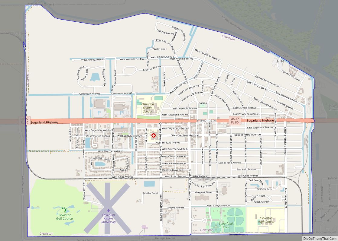 Map of Clewiston city
