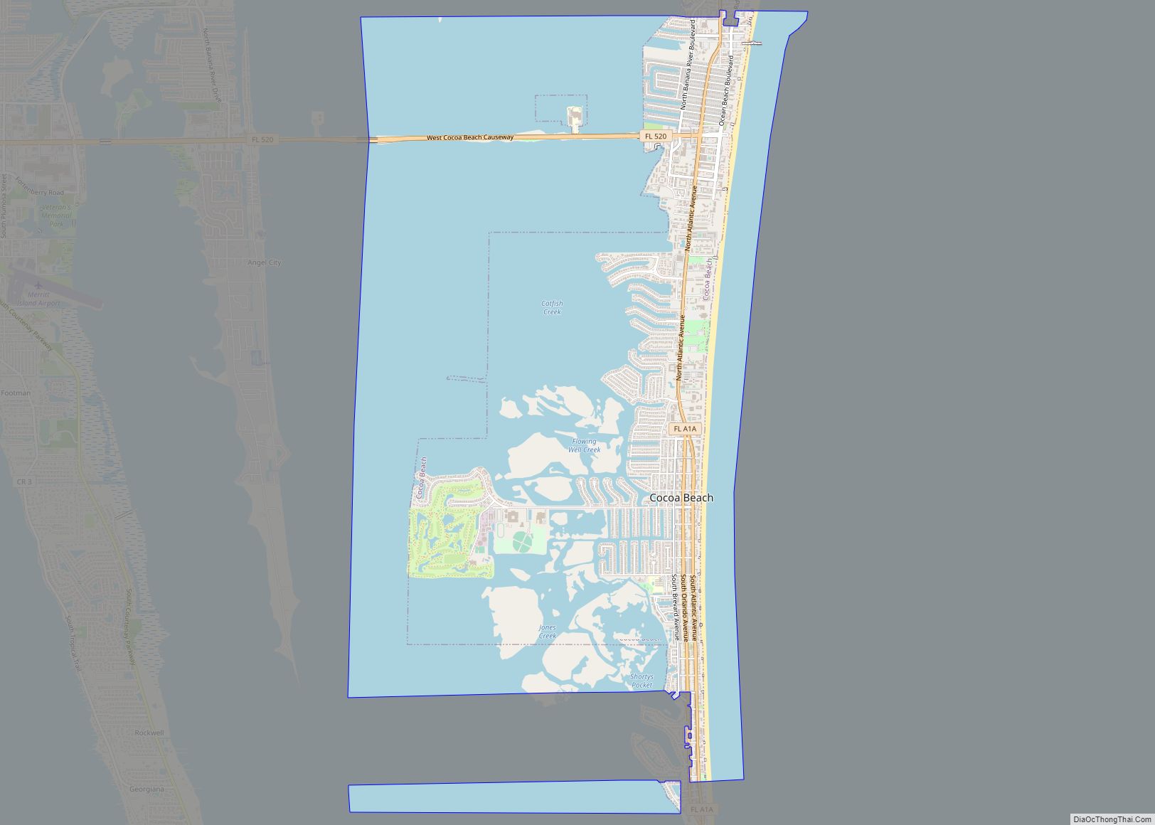 Map of Cocoa Beach city