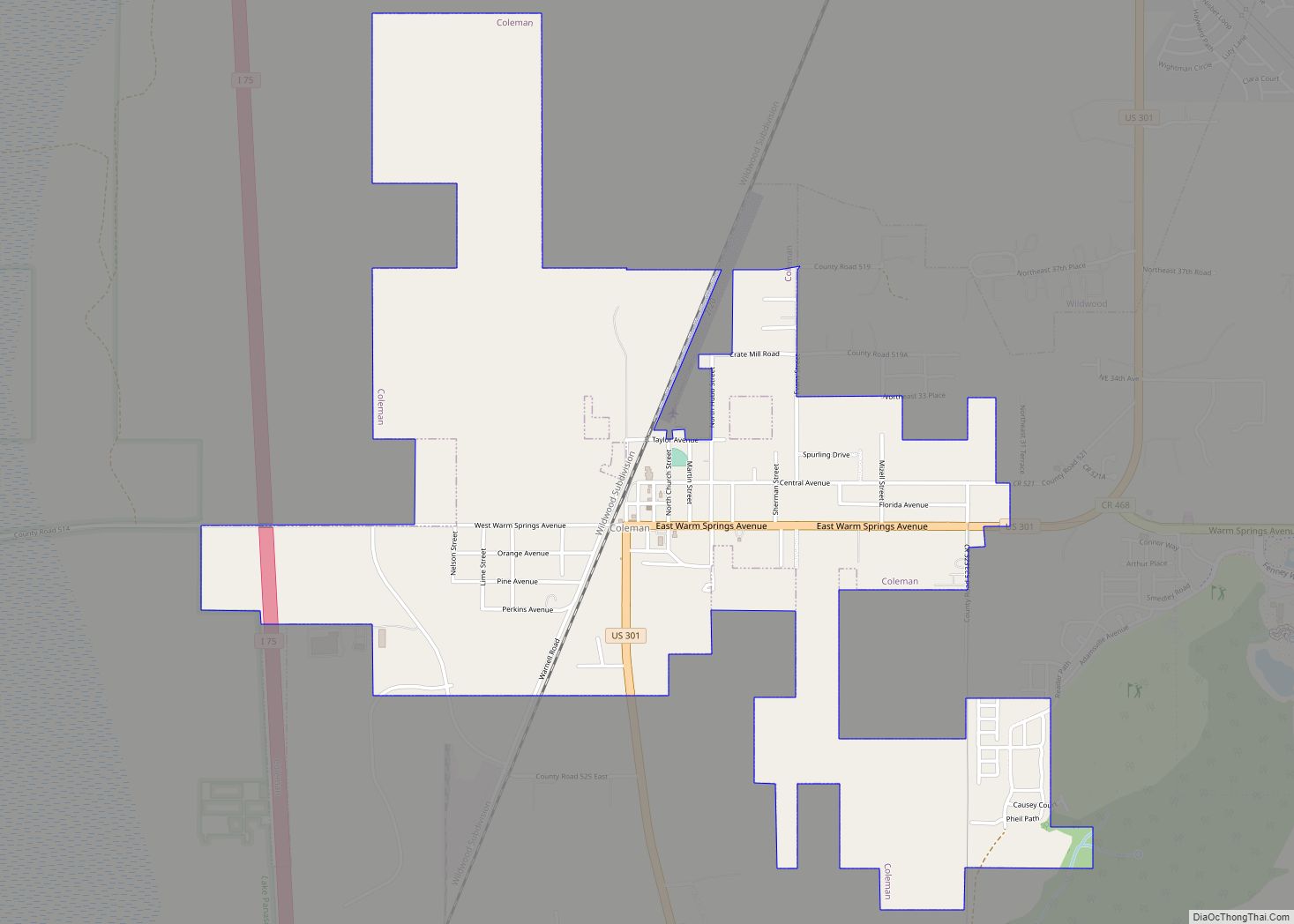 Map of Coleman city